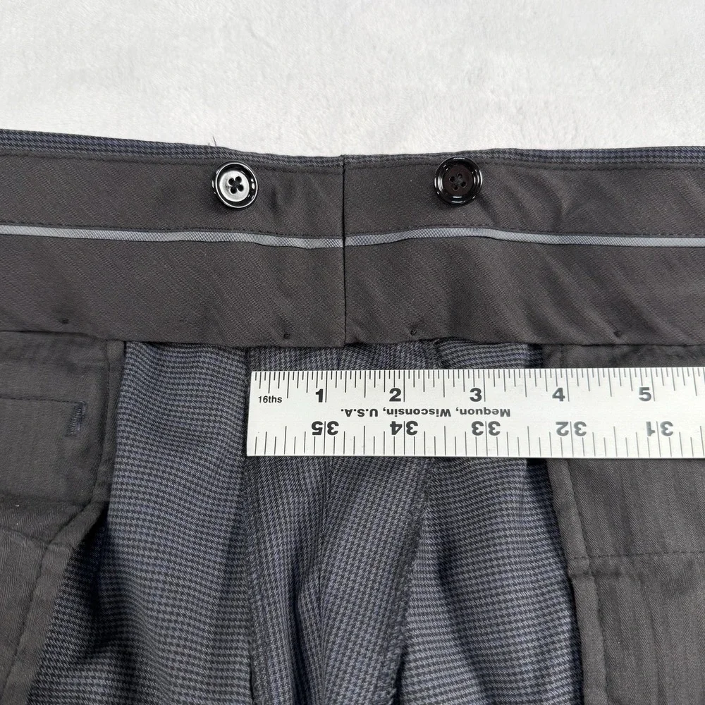 Indochino Suit Mens 44L Pants 36x29 100% Wool Career Houndstooth Blue Brown